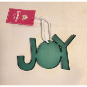 St Nicholas Square Festive Fun JOY Ornament Christmas Green